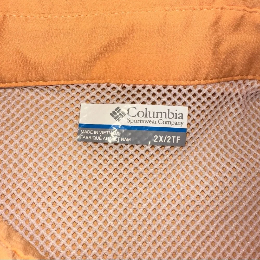 Columbia Women's PFG Button Up Fishing Shirt Peach 2X Vented Long Sleeve - Picture 3 of 6